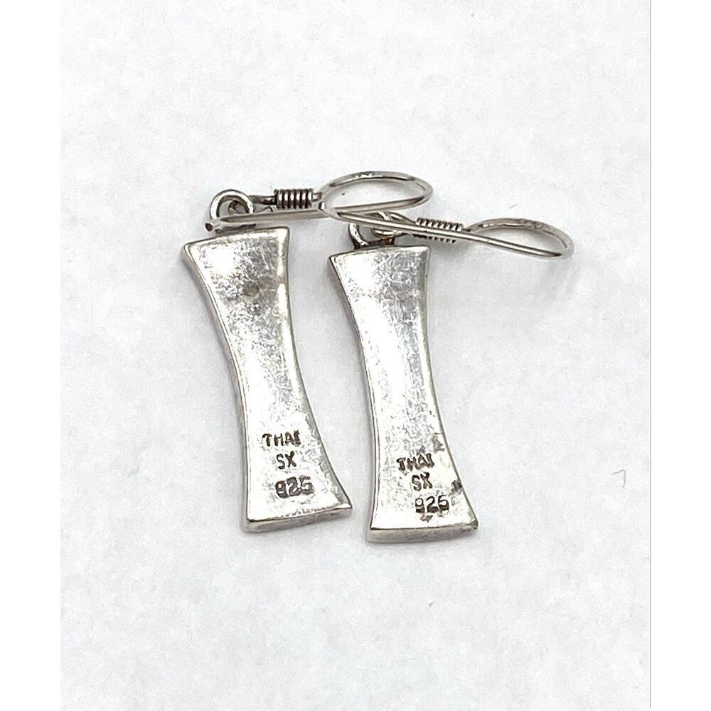 925 Thai SX Earrings Sterling Silver Drop Dangle Mother of Pearl Thailand - Picture 3 of 9